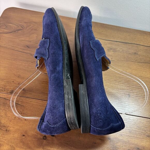 Robert Graham Sandhills Navy Blue Suede Penny Loafers Shoes Slip Ons Size 11 D